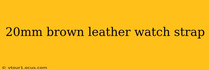 20mm brown leather watch strap