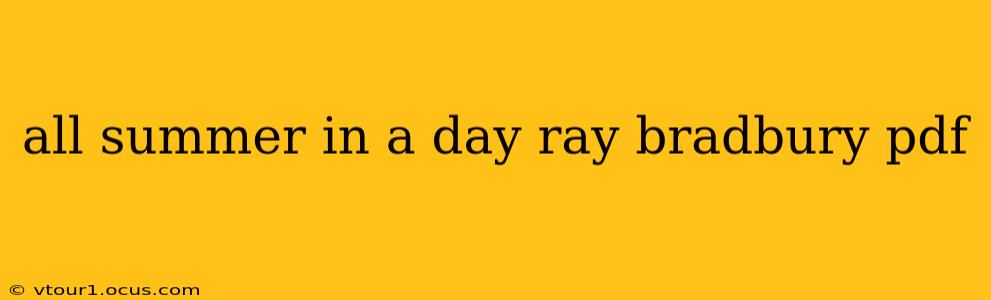 all summer in a day ray bradbury pdf