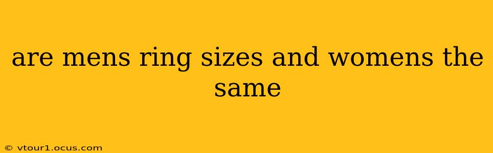 are mens ring sizes and womens the same