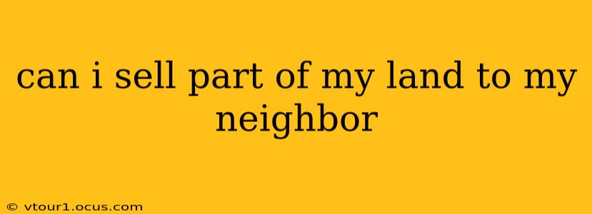 can i sell part of my land to my neighbor