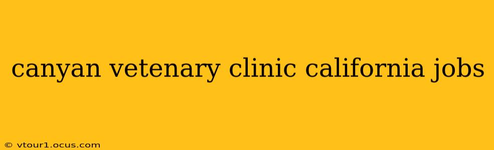 canyan vetenary clinic california jobs