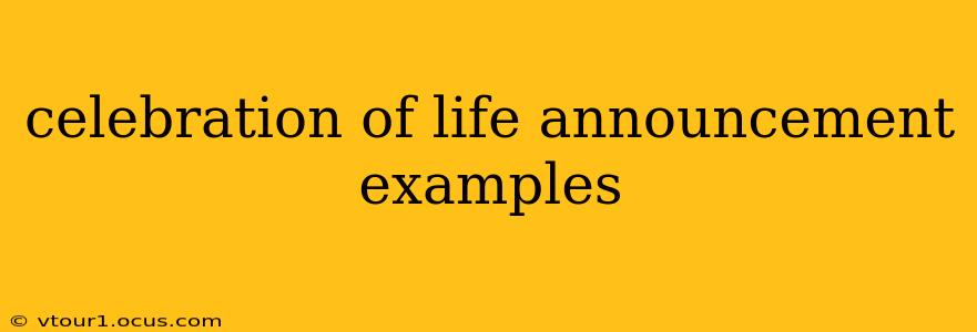 celebration of life announcement examples