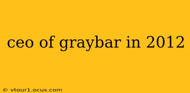ceo of graybar in 2012