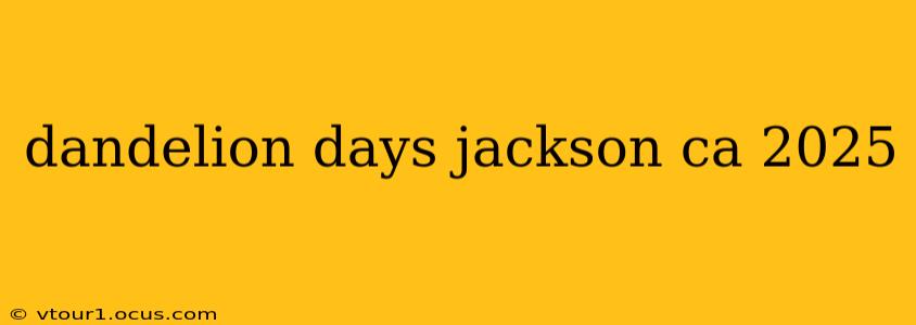 dandelion days jackson ca 2025