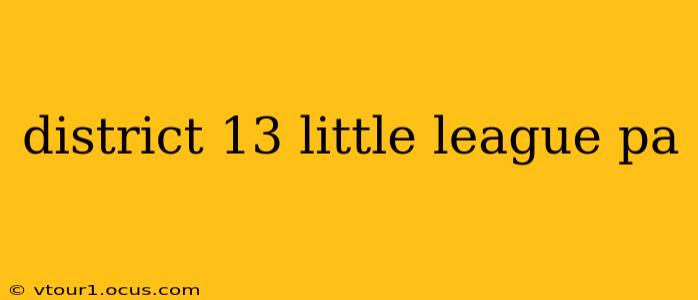 district 13 little league pa