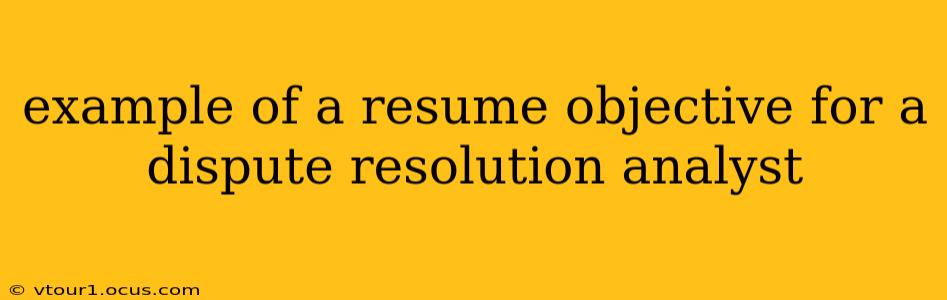 example of a resume objective for a dispute resolution analyst
