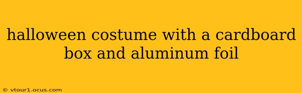 halloween costume with a cardboard box and aluminum foil