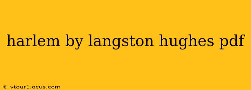 harlem by langston hughes pdf