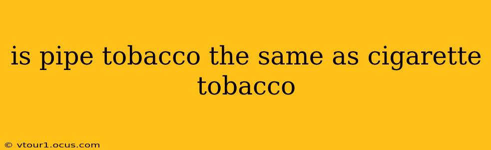 is pipe tobacco the same as cigarette tobacco