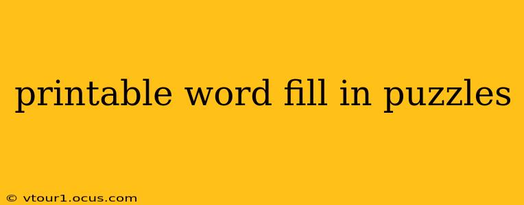 printable word fill in puzzles