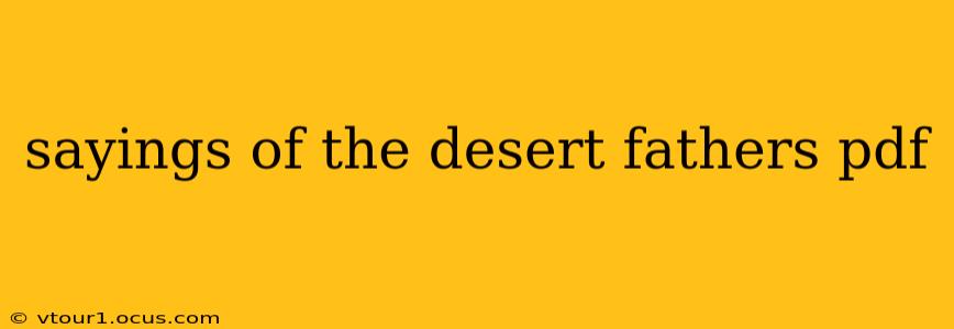 sayings of the desert fathers pdf