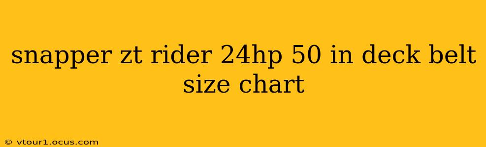 snapper zt rider 24hp 50 in deck belt size chart