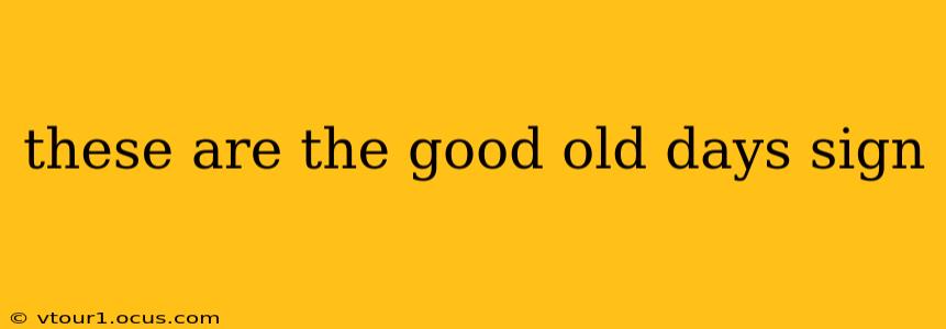 these are the good old days sign