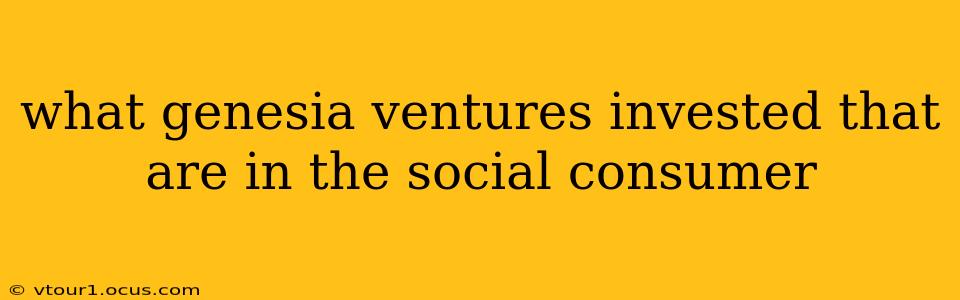 what genesia ventures invested that are in the social consumer
