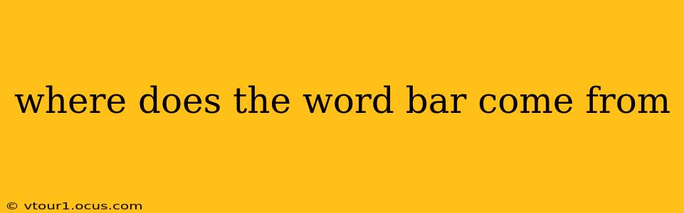 where does the word bar come from