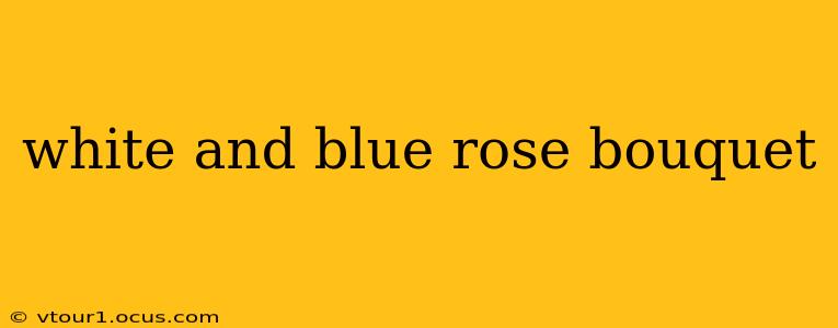 white and blue rose bouquet
