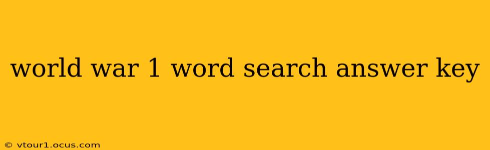 world war 1 word search answer key