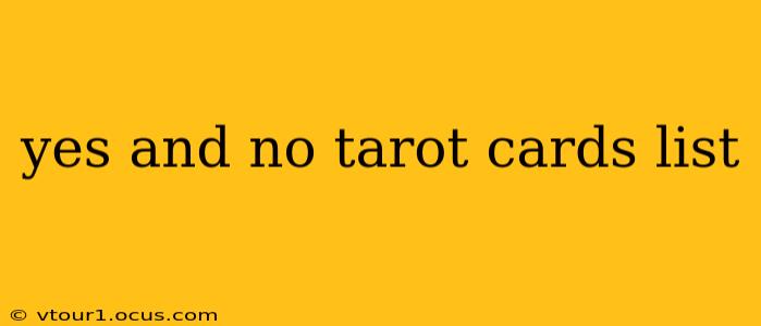 yes and no tarot cards list